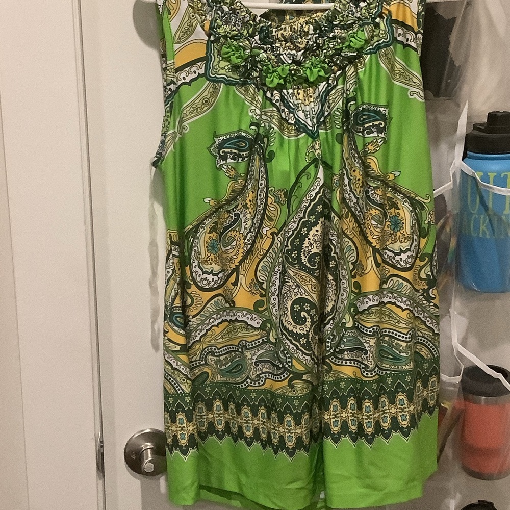 Cocomo Green and Yellow Patterned Dress